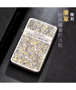 CHIEF Pure Copper Vintage Engraved Tang Grass Windproof Kerosene Lighter... - $442.28 MXN