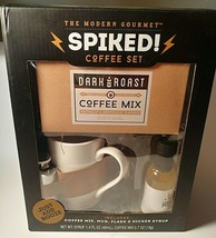 Spiked Coffee Set Dark Roast Coffee Mug Flask and Kicker Syrup Add Booze - $18.69