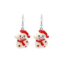 White &amp; Red Resin Snowman Drop Earrings - £9.42 GBP
