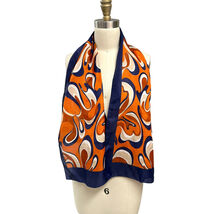 VTG Super Mod 70s Groovy Blue Orange Swirl Scarf Made in Japan 52x13 Ace... - $537.16 MXN
