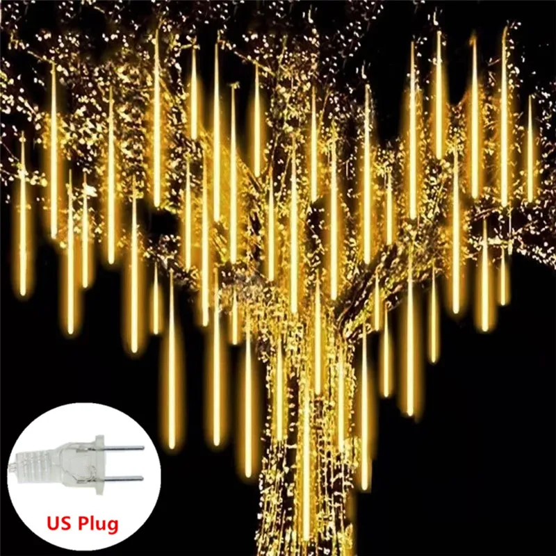 Solar 8  Meteor Shower Rain String Lights Waterproof Outdoor New Year Christmas  - £68.99 GBP