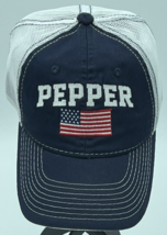 Pepper American Flag 6 Panel Adjustable Snapback Trucker Mesh Hat blue - $14.46