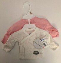 Koala Baby Pink &amp; White Preemie 2 Pack Shirts Long Sleeves New 100% Cotton-RARE - £15.03 GBP