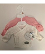 Koala Baby Pink &amp; White Preemie 2 Pack Shirts Long Sleeves New 100% Cott... - £14.88 GBP