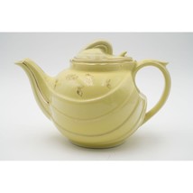 Vintage Hall 0799 6-Cup Parade Teapot &amp; Lid Yellow, Gold Motif Made in USA - £31.54 GBP