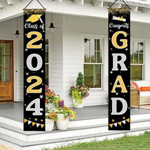Graduation Decorations 2024 GRAD Banner Black Graduation Party Decorations 2024 - £14.80 GBP