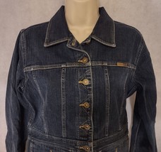 Liz Claiborne Denim Jean Jacket Small Blue Dark Wash - £19.62 GBP