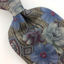 HENRY GRETHEL TIE Blue Gray FLORAL CLASSIC Silk Necktie Excellent Ties I... - $15.83