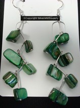 SHELL Earrings Nat baroque abalone dyed shell nuggets pierced dangles FJ... - $3.91