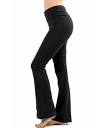 Zenana Premium Cotton FOLD Over Yoga Flare Pants Black, Large - $30.12 CAD