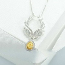 1Ct Simulated Citrine Angel Wings Pendant Without Chain 925 Silver Gold Plated - £97.92 GBP
