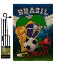 World Cup Brazil Soccer Burlap - Impressions Decorative Metal Garden Pole Flag S - £27.15 GBP