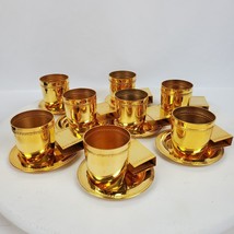 Vintage Italy Gold Gilt Cup Saucer Napking Holder SET For 8 - $35.53