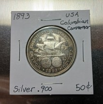 1893 Columbian Exposition Silver Commemorative Half Dollar 50¢ in Excellent Cond - £28.50 GBP