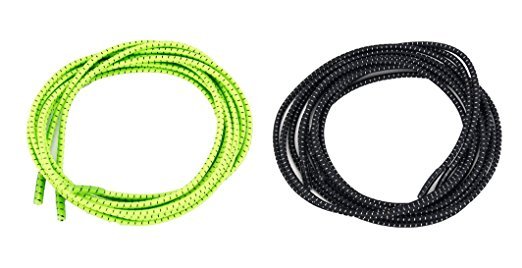 Elastic No Tie Shoelaces for Adults and Children (2-Pack) Green and Black