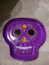 Halloween Sugar Skull Candy Tray Dish 11 Inch Pba Free Purple Color New - £6.29 GBP