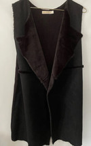 Christina Black Polyester Blend Faux Fur Open Front Cardigan Size Medium - £11.20 GBP