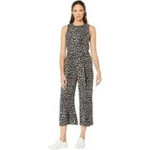 $135 Michael Kors Leopard Print Cropped Jumpsuit Black Size 12 NWOT (No ... - £18.76 GBP