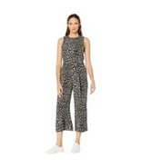 $135 Michael Kors Leopard Print Cropped Jumpsuit Black Size 12 NWOT (No ... - $54.46 CAD