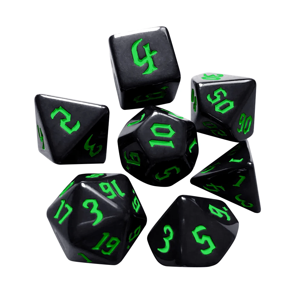 7pcs/set Multifaceted Digital Dice Set Acrylic Table Game Opaque Polyhedral Dice - £78.44 GBP