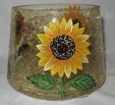 Yankee Candle Jar Shade J/S Yellow Crackle Glass Fall Sunflowers Yellows - $42.82