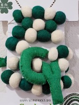 St Patricks Day Green Wool LUCKY Garland Mantel Home Decor 6FT - £23.22 GBP