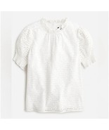 J. Crew Smocked Puff-Sleeve Top in Eyelet White Women’s Size XL BQ183 - $32.95