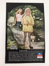 The World Of Amway Vtg 1972 Print Ad Little Blonde Girl With Flowers - $9.89