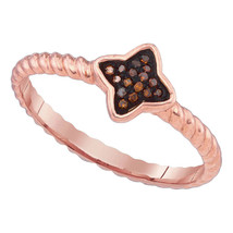 10k Pink Rose Gold Red Diamond Cluster Promise Engagement Fashion Ring 1/20 Cttw - £127.89 GBP