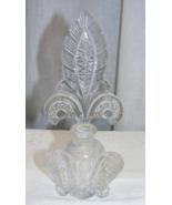 Vintage Crystal Perfume Bottle with Fan Shape Stopper Art Deco 11-c - $798.22 MXN