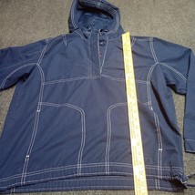 VTG Nike Windbreaker Women XS Navy Blue Hooded Mesh Lined Pullover Oversized - £21.92 GBP