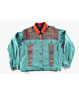 Vintage Carole Little Sport Petite Denim Jacket Floral Tribal Embroidered S - $927.73 MXN