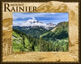 Mount Rainier Mt. Scene Laser Engraved Wood Picture Frame (5 x 7) - £24.77 GBP