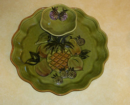 Vtg Los Angeles Green Pineapple Plate Luau Tiki Party Platter Pottery California - £41.11 GBP