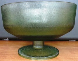 Vintage Depression Glass Sage Green Huge Compote Bowl Hoosier Tree Bark Design - £9.36 GBP