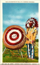 Vtg Postcard, Cherokee Marksman with Bow and Arrow, Cherokee Indian Reservation - £5.05 GBP