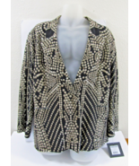 NEW Norma Kamali Black Printed Lycra Single Breasted Straight Fit Jacket XL - $148.50