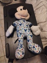 Disney Mickey Mouse Plush Just Play 2023 Blue Pajamas Rainbows and Hearts 19" - £9.39 GBP