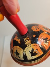 Halloween Vtg Noise Maker Tin Litho with Clapper & Wood Handle image 4