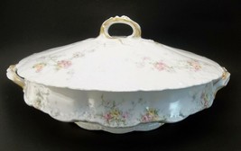 Haviland Limoges France Porcelain Pink Roses Yellow Covered Server Casserole - £27.54 GBP