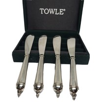 Towle Butter Knives In Green Display Box Set of 4 Silver Plated - $28.04