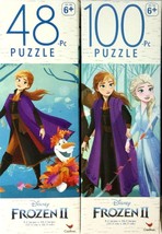 Two 48 & 100 Piece Disney Frozen 2 Puzzles Ages 6+ Anna Elisa Olaf Sven Kristof - $3.50