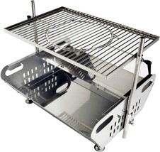 Skyflame Outdoor Fire Pit Grill Combo - Stainless Steel Wood Burning Fire Pit - £78.94 GBP