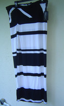 NWT SKY&#39;S THE LIMIT BLACK WHITE STRIPES LINED LONG SKIRT SIZE L $59 - $30.83