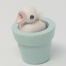 Doll House Chirping Bird Pink in Light Blue Planter Accessory Vintage 1970s - £9.07 GBP