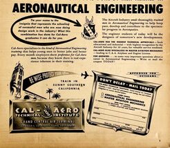 1949 Aviation Cal-Aero Institute Advertisement Aeronautical Engineering CA - $19.59 CAD