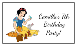 16 Large Personalized Snow White Birthday Stickers, 3.5&quot; x 2&quot;, Square, C... - £9.48 GBP
