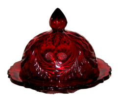 Mosser Crystal Glass Inverted Thistle Domed Covered Butter Dish,Cheese Ball Dish - £31.18 GBP