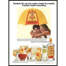 1974 Gordon&#39;s Gin Vintage Print Ad Yellow Umbrella Dry Martini Wall Art Photo - £8.20 GBP