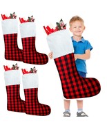 4 Pieces Jumbo Christmas Stockings 44 Inch Giant Red Plush Felt Christma... - $42.99